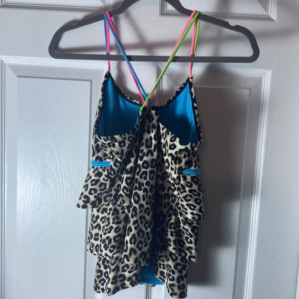Justice Swim Kid Tankini Top Animal Print Floral  Criss Cross back Child 20